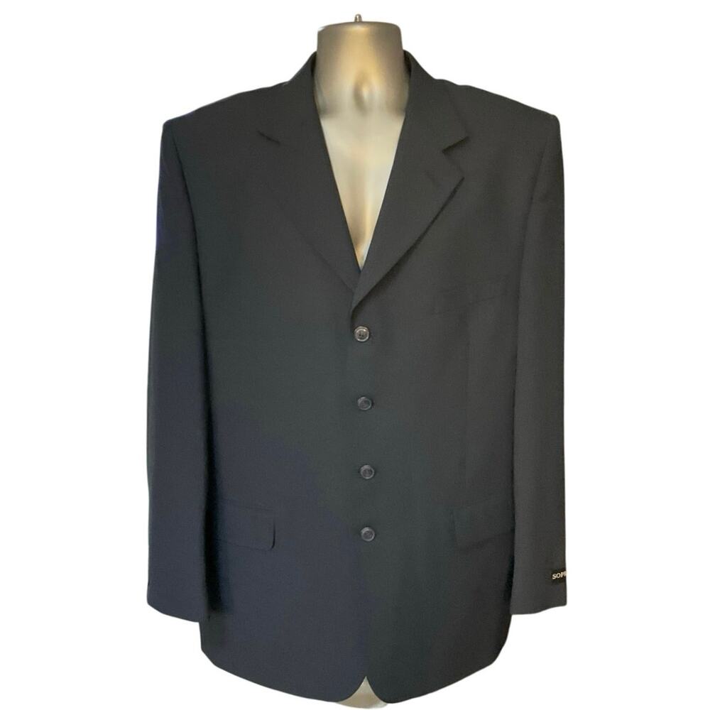 NWT Soprano Disegno Collezione Navy Blue Single Breasted Sports Jacket Size 44R